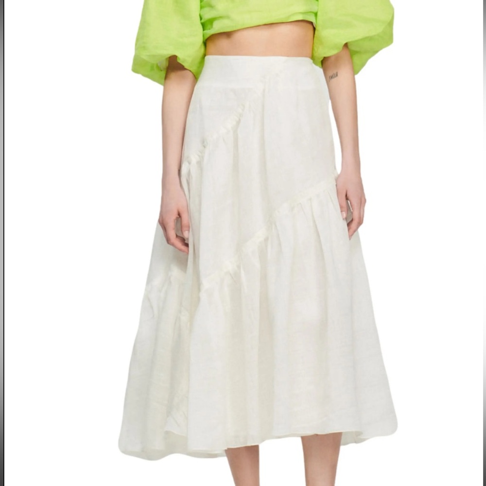 Sandro Christina White Ruffle Skirt